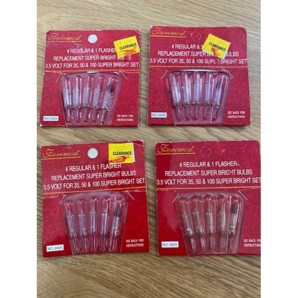 Vintage Forest Christmas Tree Light Replacement Bulbs 4 pack 4 Regular 1 Flasher